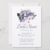 ベビーシャワーワンダーランド不思議の国の魔法のアリス 招待状 (正面)