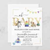 ベビーシャワーヴィンテージウッドトイ金ゴールド (正面/裏面)