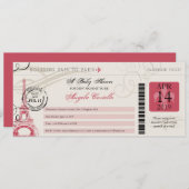 ベビーシャワーヴィンテージパリボーディングパス 招待状 (正面/裏面)