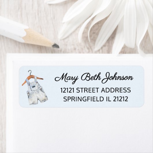 ベビーシャワーヴィンテージブルー差出人住所ラベル ラベル (インサイチュ)