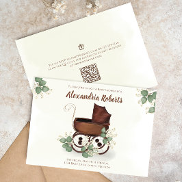 ベビーシャワーヴィンテージ車用緑 招待状