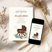 ベビーシャワーヴィンテージ車用緑 招待状