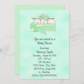 ベビーシャワー三つ子男女兼用ベビー 招待状 (正面/裏面)