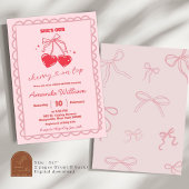 ベビーシャワー上の手描きコケットさくらんぼ 招待状