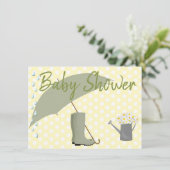 ベビーシャワー中性のジェンダー傘と雨靴 招待状 (スタンド正面)