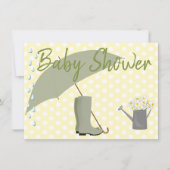ベビーシャワー中性のジェンダー傘と雨靴 招待状 (正面)