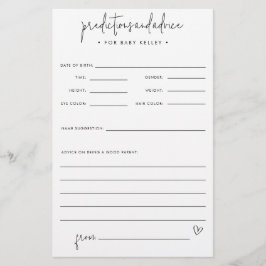 ベビーシャワー予測アドバイス紙カード チラシ