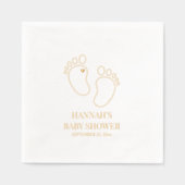 ベビーシャワー付き足プリント | パーティー 箔ナプキン (正面)