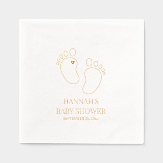 ベビーシャワー付き足プリント | パーティー 箔ナプキン (正面)