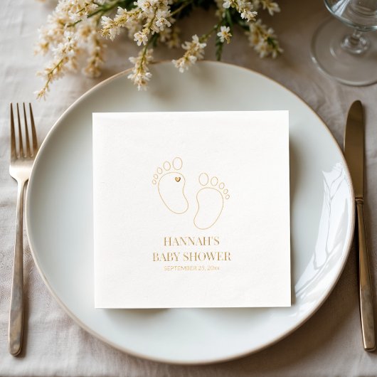 ベビーシャワー付き足プリント | パーティー 箔ナプキン