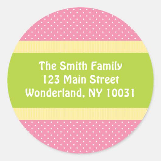 ベビーシャワー住所 シール – ピンク/緑 (正面)