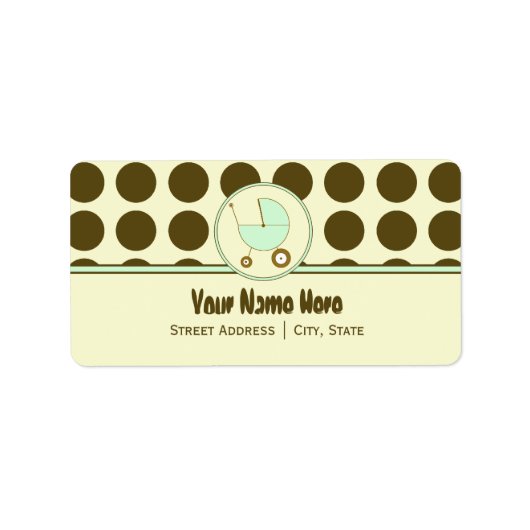 ベビーシャワー住所 シール-水玉模様&グリーン ラベル (正面)