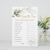 ベビーシャワー価格ゲームの緑の葉を推測 便箋 (スタンド正面)