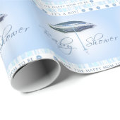 ベビーシャワー傘ブルーボーイラッピング紙 ラッピングペーパー (ロールコーナー)