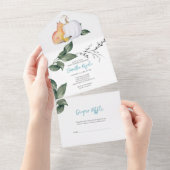 ベビーシャワー全て一つの招待状 オールインワン招待状 (貼ってはがせる)