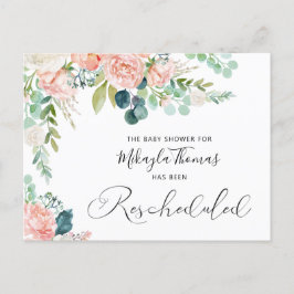 ベビーシャワー再調整された赤面ピンクフローラ 案内ポストカード