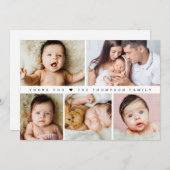 ベビーシャワー写真コラージュシンプル サンキューカード (正面/裏面)