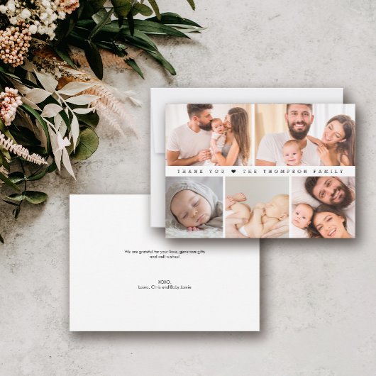 ベビーシャワー写真コラージュシンプル サンキューカード