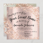 ベビーシャワー写真フローラバラピンク王室のベビー 招待状 (正面/裏面)