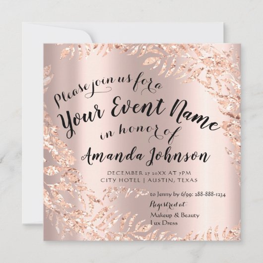 ベビーシャワー写真フローラバラピンク王室のベビー 招待状 (正面)