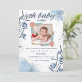 ベビーシャワー写真水カラーニュートラル 招待状 (スタンド正面)
