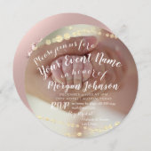 ベビーシャワー写真紙吹雪足バラ金ゴールド 招待状 (正面/裏面)