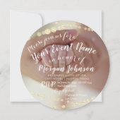 ベビーシャワー写真紙吹雪足バラ金ゴールド 招待状 (正面)