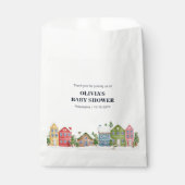 ベビーシャワー冬の雪の村 フェイバーバッグ (正面)