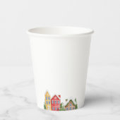 ベビーシャワー冬の雪の村 紙コップ (裏面)