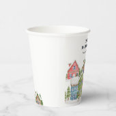 ベビーシャワー冬の雪の村 紙コップ (右)