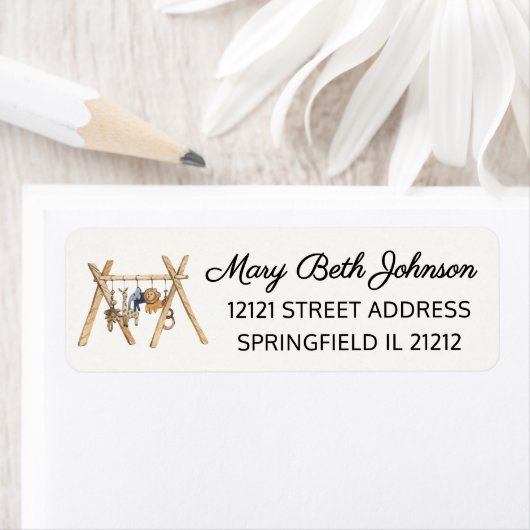 ベビーシャワー動物ベビージム玩具差出人住所 ラベル (インサイチュ)