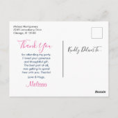 ベビーシャワー卵、フラインゴ、バニーパーティー感謝してい ポストカード (裏面)