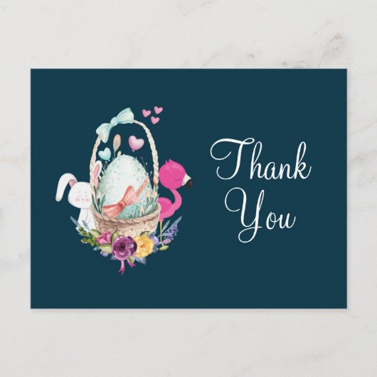 ベビーシャワー卵、フラインゴ、バニーパーティー感謝してい ポストカード (正面)