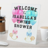 ベビーシャワー双生児と少女 台座サイン (インサイチュ)