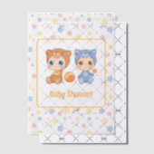 ベビーシャワー双生児キャットベアースターズ挿入 ベラム紙招待状 (オフセット (招待状))