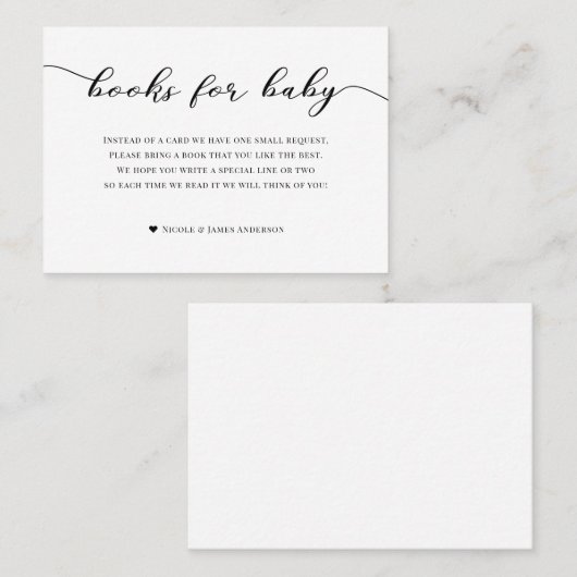 ベビーシャワー囲いカード用の書籍白黒 名刺 (正面/裏面)