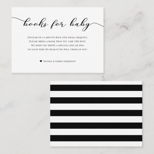 ベビーシャワー囲い用ブック白黒ストライプ 名刺 (正面/裏面)