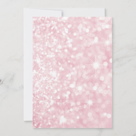 ベビーシャワー外で冷たいネイビーピンクの輝き 招待状 (裏面)