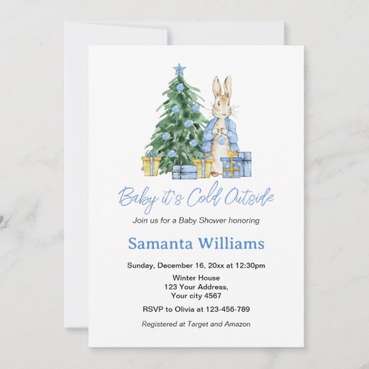 ベビーシャワー外は寒い招待状 招待状 (正面)