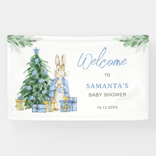 ベビーシャワー外は寒い歓迎 横断幕 (横)