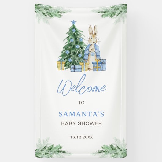 ベビーシャワー外は寒い歓迎 横断幕 (縦)