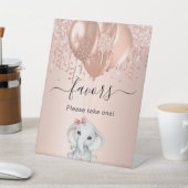 ベビーシャワー女の子の象バラ金ゴールドバルーンの好意 台座サイン (インサイチュ)