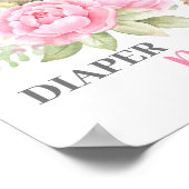 ベビーシャワー女の子クマおむつラッフルサイン ポスター (角)