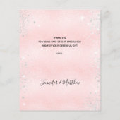 ベビーシャワー女の子テディベアーピンクサンキューカード (裏面)