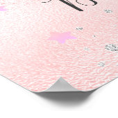 ベビーシャワー女の子テディベアーピンクシルバーウェルカム ポスター (角)