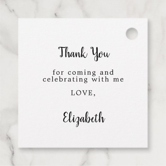 ベビーシャワー女の子テディベアーピンク白 フェイバータグ (裏面)