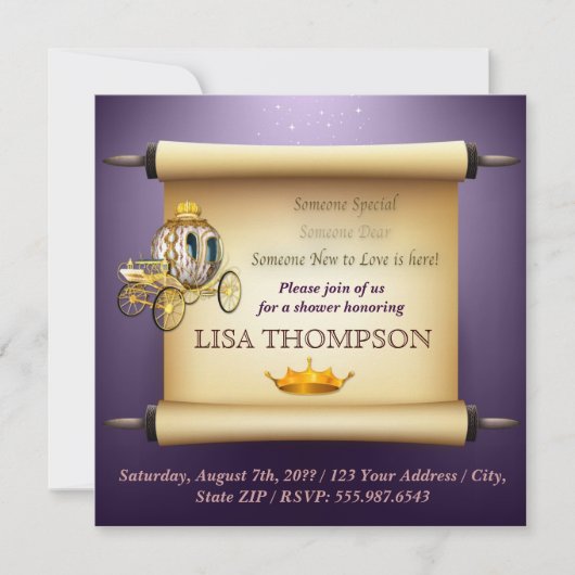 ベビーシャワー女の子リトルプリンセス王室のカード 招待状 (正面)