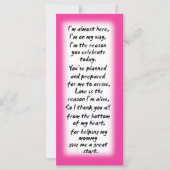 ベビーシャワー女の子座席表感動的引用文 (正面)