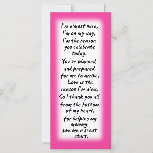 ベビーシャワー女の子座席表感動的引用文 (正面)