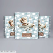 ベビーシャワー好みバッグと水彩パイロットベア ミディアムペーパーバッグ